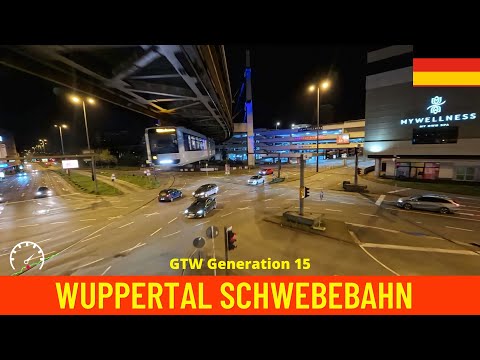 Nacht Führerstandsmitfahrt Wuppertaler Schwebebahn (Deutschland) 4K