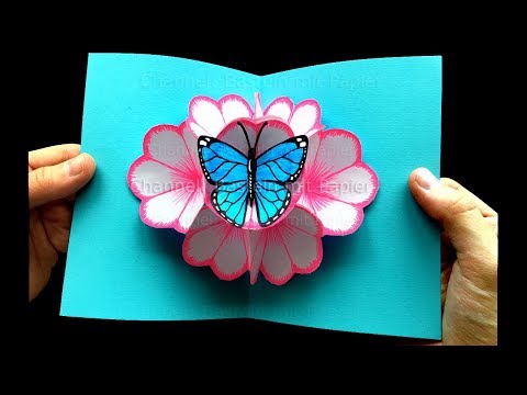 Basteln mit Papier: Pop Up Karte Blumen & Schmetterling selber machen 🌸 Geschenk Muttertag