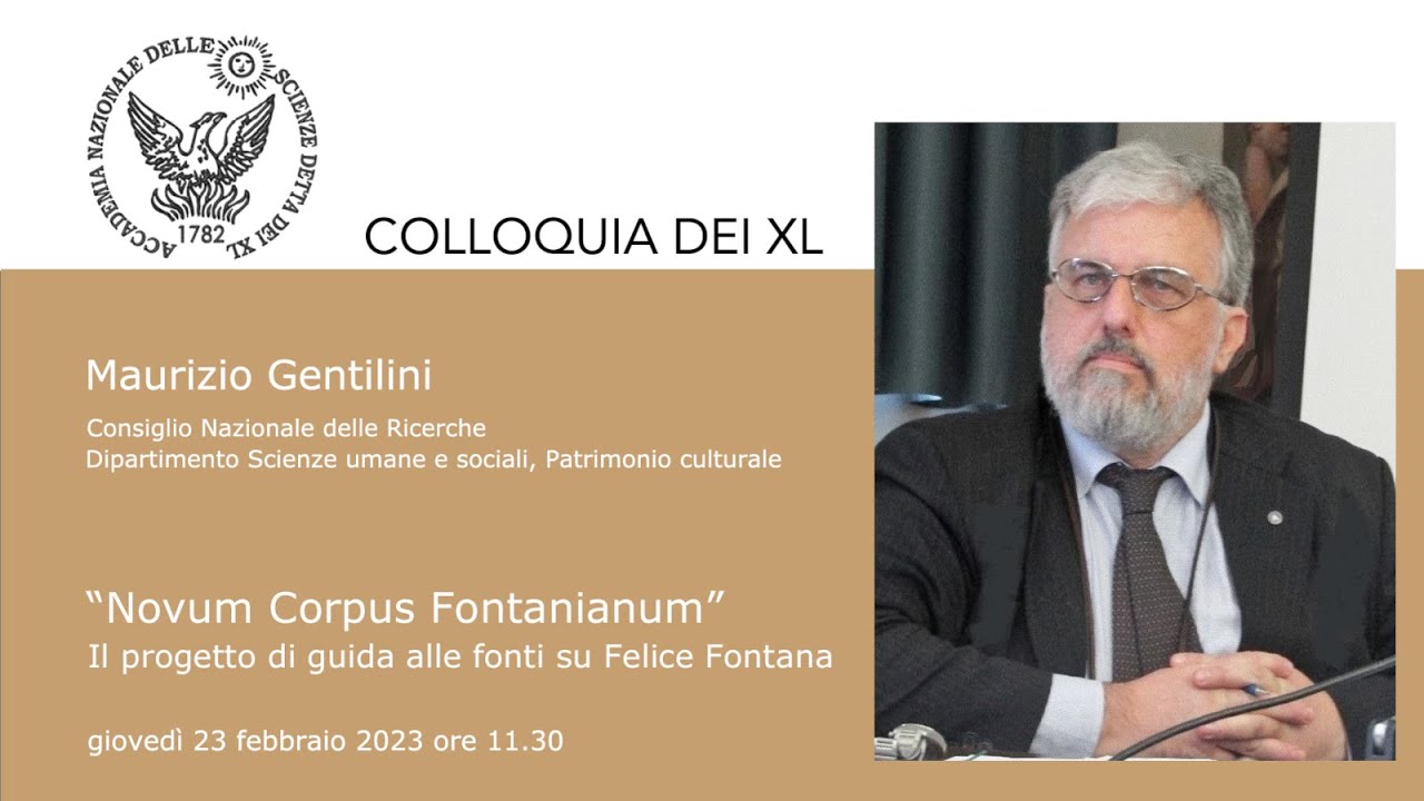 Novum Corpus Fontanianum  Il progetto di guida alle fonti su Felice Fontana </br> Maurizio Gentilini