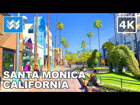 [4K] Downtown Santa Monica in Los Angeles, California USA - Walking Tour & Travel Guide 🎧 Binaural