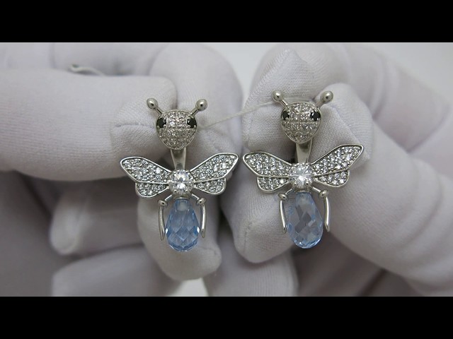 Срібні сережки джекети "Бджоли" сжх101 Відео огляд