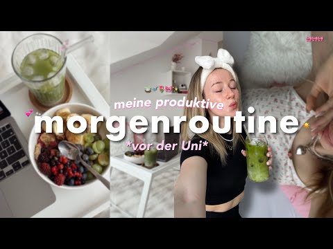 My *productive* morning routine 💕🎀🍵 before university | matcha tutorial, skincare & makeup routine