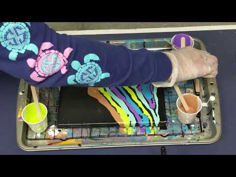 Acrylic Pouring - Copper Swipe with Spring Colors