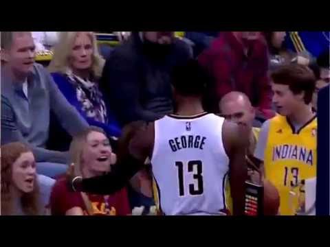 Paul George kicks ball toward an audience and got ejected