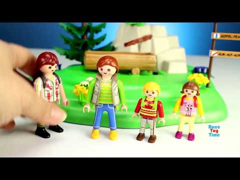 PLAYMOBIL Mountain Wild Animals with Country Backpacker Family Building Set   Animals For Children