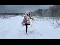 Alina Walking Barefoot On Snow And Making Snowman Barefoot On Snow Girl On Snow Barefoot 927