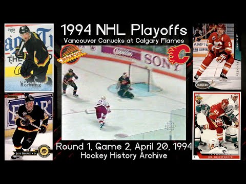 1994 R1G2 Calgary Flames vs Vancouver Canucks. (Pavel Bure vs Theoren Fleury). HD VHS to Digital