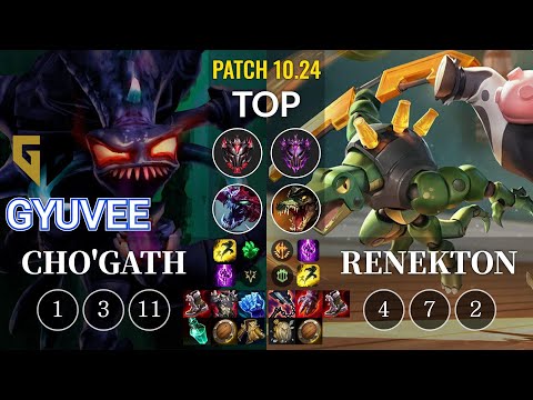 GEN gyuvee Cho'Gath vs Renekton Top - KR Patch 10.24