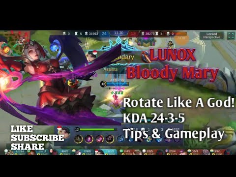Lunox Gameplay | KDA 24-3-5 | Rotate like a God | Tips & Gameplay
