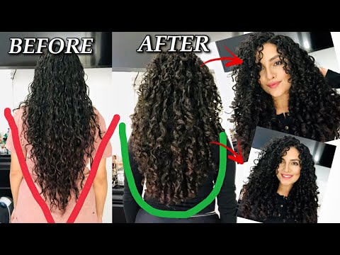 DIY Single Unicorn Cut Without The V Shape How To Get Layers & Volume For Curly Hair   Marianellyy