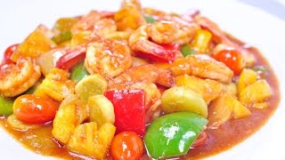 Sweet and Sour Shrimp Stir Fry - ผัดเปรี้ยวหวานกุ้ง (Pad Preaw Wan Goong) [4K]