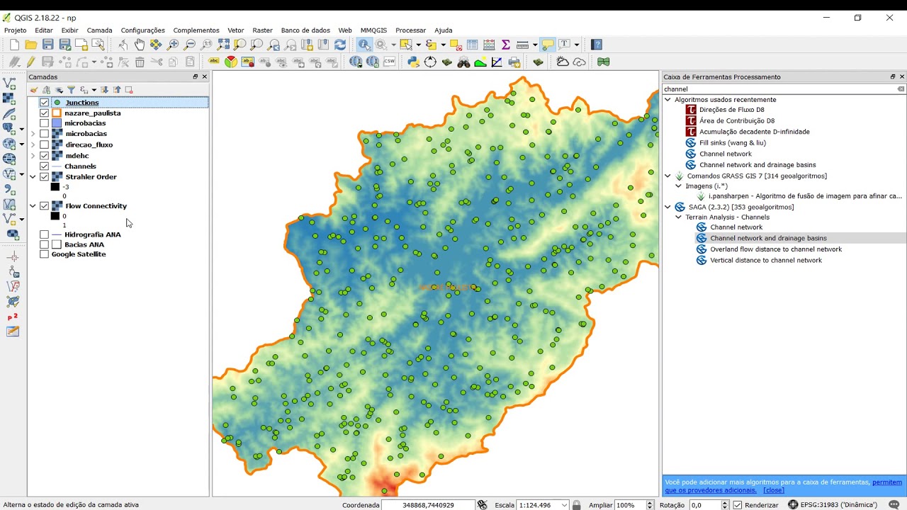 Curso QGIS - Delimitação de Microbacias Hidrográficas