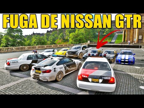 FUGA INSANA DE NISSAN GT R - DESTRUIÇÃO POLICIAL NA CIDADE   FORZA HORIZON 4 ONLINE - GAMEPLAY