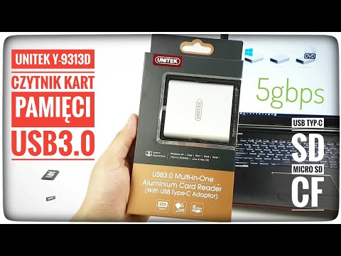 UNITEK Y-9313D Unitek USB3.0 į Multi-In-One Aliuminio kortelių skaitytuvą (su USB Type-C adapteriu) video