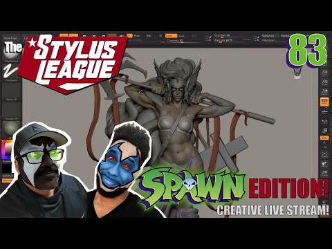 Finalizing Spawn zbrush 3D Models with Raphael Phillips - Stylus League Creative Live Stream ep 83