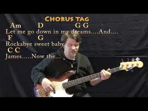 Sweet Baby James (James Taylor) Bass Guitar Cover Lesson in C with Chords/Lyrics
