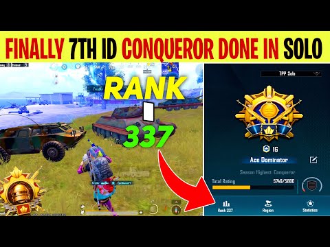 SOLO TPP : 😍 FINALLY 7TH ID CONQUEROR DONE IN SOLO 🤗|| SOLO CONQUEROR RANK PUSH TIPS AND TRICKS BGMI