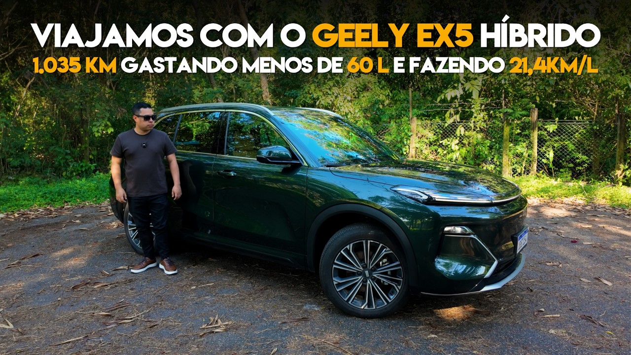 Viajamos com o Geely EX5 híbrido! 1.035 km gastando menos de 60 L fazendo 21,4km/l