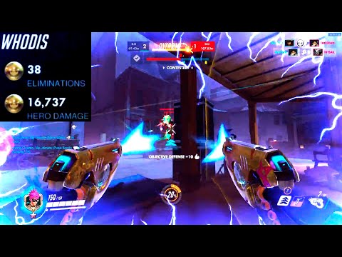 Kabaji Godlike Nano Tracer Gameplay! 38 elims! [ Overwatch Season 30 Top 500 ]
