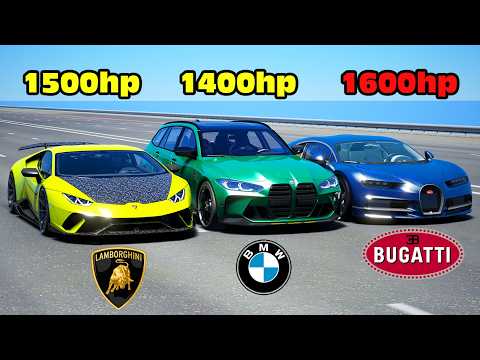 1400HP BMW M3 Touring vs Bugatti Chiron vs Lamborghini Huracan DRAG RACE