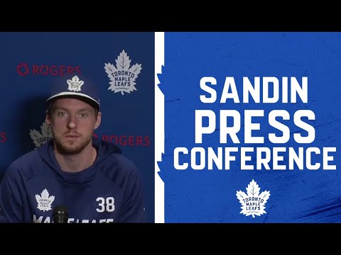 Rasmus Sandin Pre Game ' Toronto Maple Leafs vs St. Louis Blues ' January 15, 2022