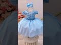 Vestido Infantil Azul Claro Saia C/ Glitter e Apliques Flores