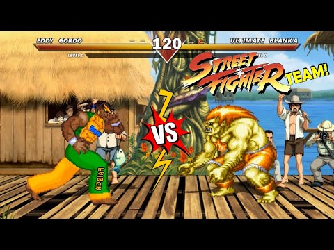 EDDY GORDO VS GUILE & BLANKA & RYU! TEKKEN vs STREET FIGHTER TEAM (Mugen)