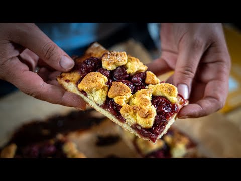 Italian Sour Cherry Pie - Thin crispy crust with plenty of fruit