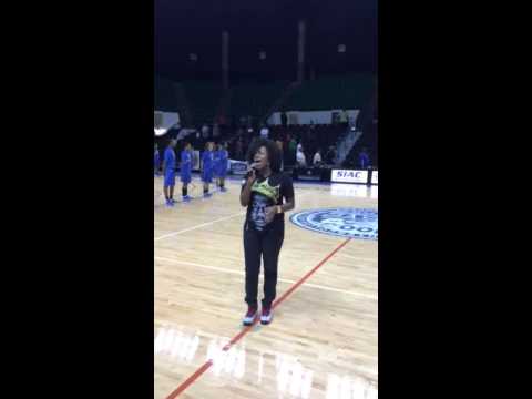 Sherri B. singing the National Anthem