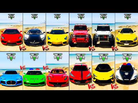 Bugatti Atlantic vs Lamborghini Aventador vs Mercedes G63 vs Ferrari F12 - GTA 5 Cars Compilation
