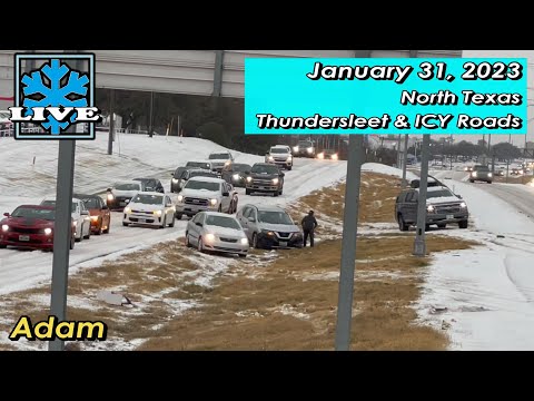 1/31/23 • Dallas, TX Thunder-Sleet and Icy Roads (LIVE from Adam Lucio)