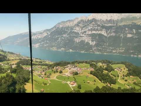 Journey in the Flumserberg Gondola from Unterterzen to Tannenboden, Flumserberg in July 2022