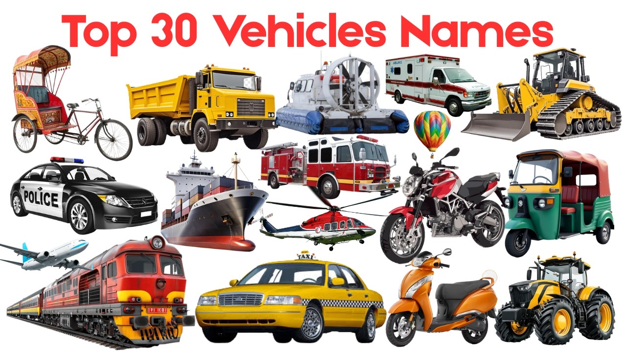 Top 30 Vehicles for Kids🛺🚗🚌  | Learn Vehicle Names & Sounds | Preschool Educational Video