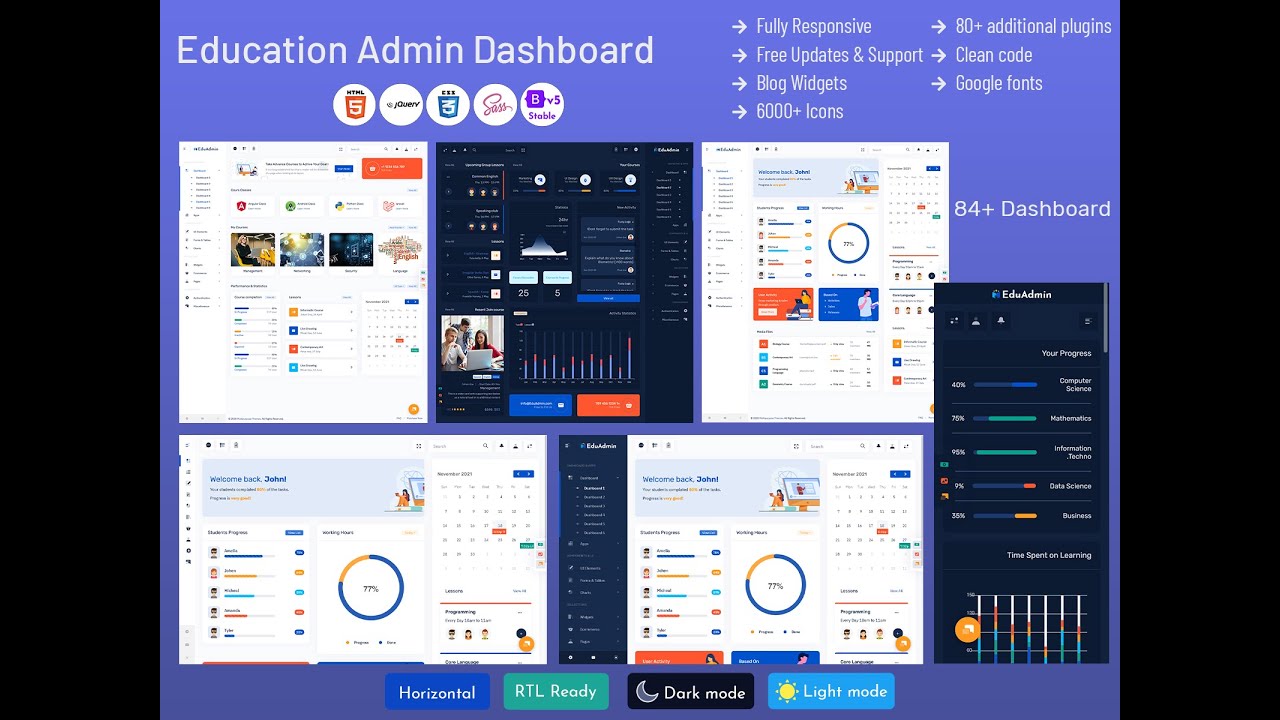 Dashboard Design Light of Horizontal Menu – EduAdmin