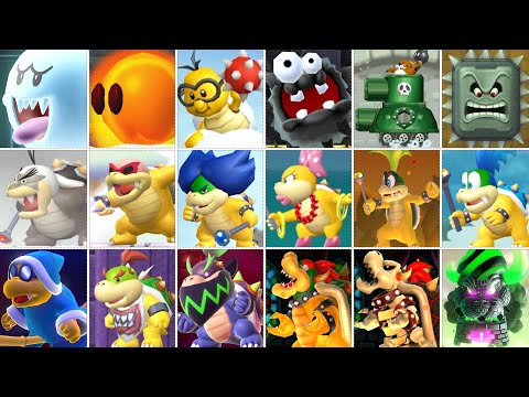 New Super Mario Bros Series All Castle Bosses + Main Bosses No Damage (Newer & Wonder Included)
