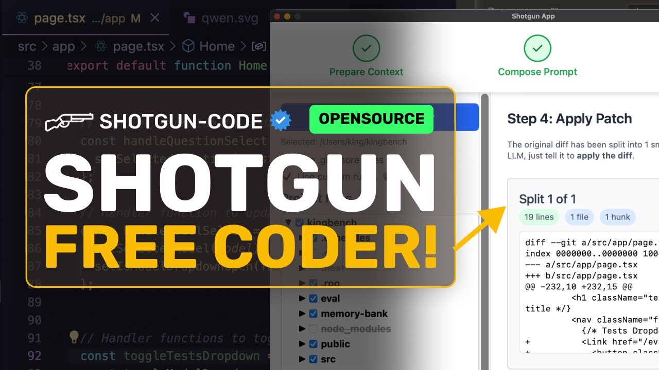 Shotgun-Code + FREE 2.5 Pro, Claude 4, ChatGPT: CLICK, COPY, PASTE! This OPENSOURCE AI Coder is COOL