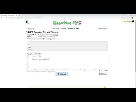 Exercise 2 5 Startriangle Java Tutorial Practice It