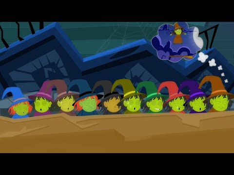 Zehn im Bett | Kindergarten lieder | Gespenstisch Karikaturen | Halloween lied