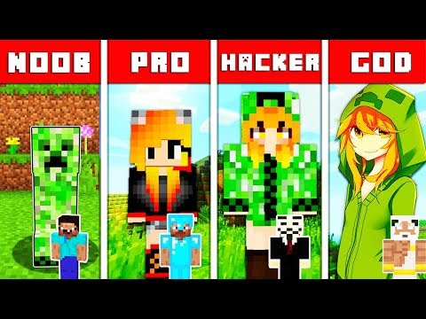 Minecraft NOOB vs PRO vs HACKER vs GOD: CREEPER GIRL EVOLUTION CHALLENGE in Minecraft Animation