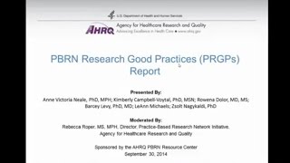 PBRN Research Good Practices (PRGPs) Report