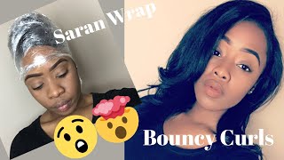 Saran Wrap Technique|Silk Press for Natural Hair| Bouncy Curls| Kathy Dorleans