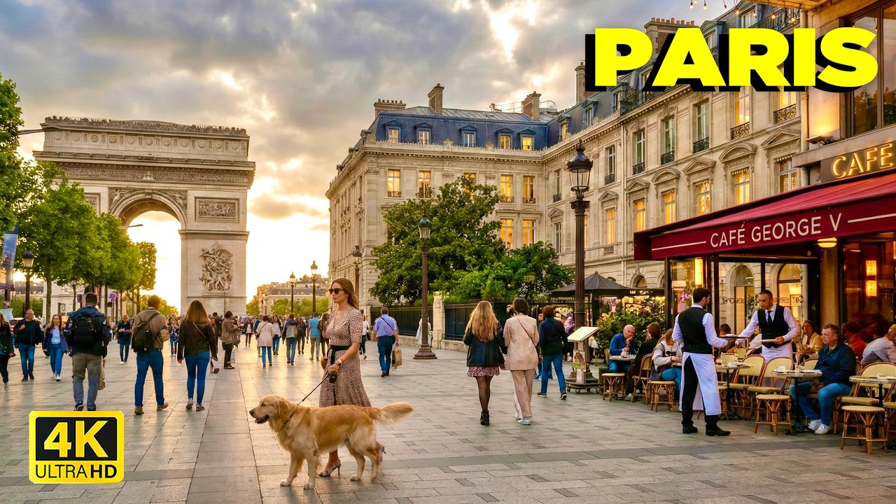 Immersive street-level walking tour through Paris Champs Elysees, France, showcasing authentic urban landscapes, local architecture, and the vibrant atmosphere of the city's neighborhoods