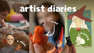 Doing clay, drawing and making a mask | artist diaries