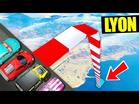 SCENDO LA MEGARAMPA GIGANTE CON TUTTI I VEICOLI DI GTA5!!