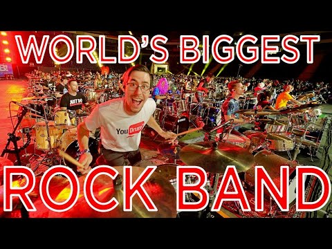 WORLD RECORD BIGGEST ROCK BAND! (I played drums with 1000+ Musicians)!  Rockin 1000!