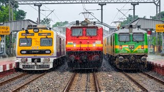 Non-Stop Train Videos in Heavy Rain🌧️ EMU Locals + Express Trains Crossing in Monsoon 