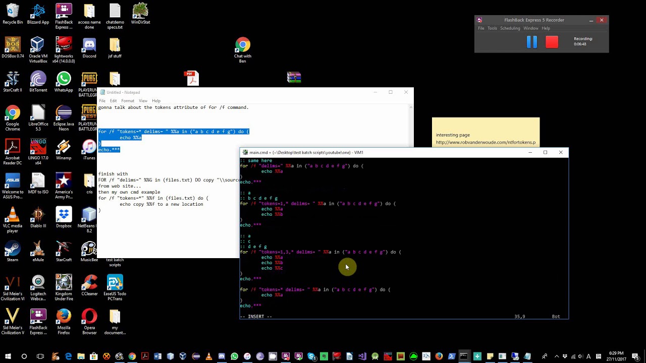 In-depth look at batch script's for /f loop use of tokens