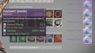 Destiny: Fast "Radiant Shards", BLACK WAX IDOLS, Glimmer and More