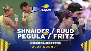 Ruud/Shnaider vs. Fritz/Pegula Highlights | 2026 US Open Round 1