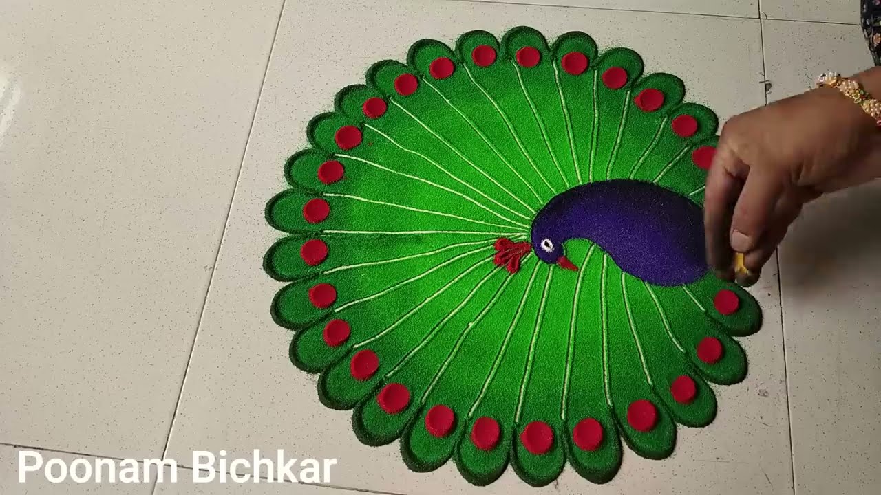 beautiful peacock rangoli design by poonam bichkar